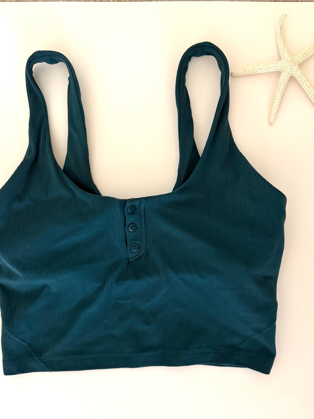 {Lululemon} Align Ribbed Teal Henley Crop Tank